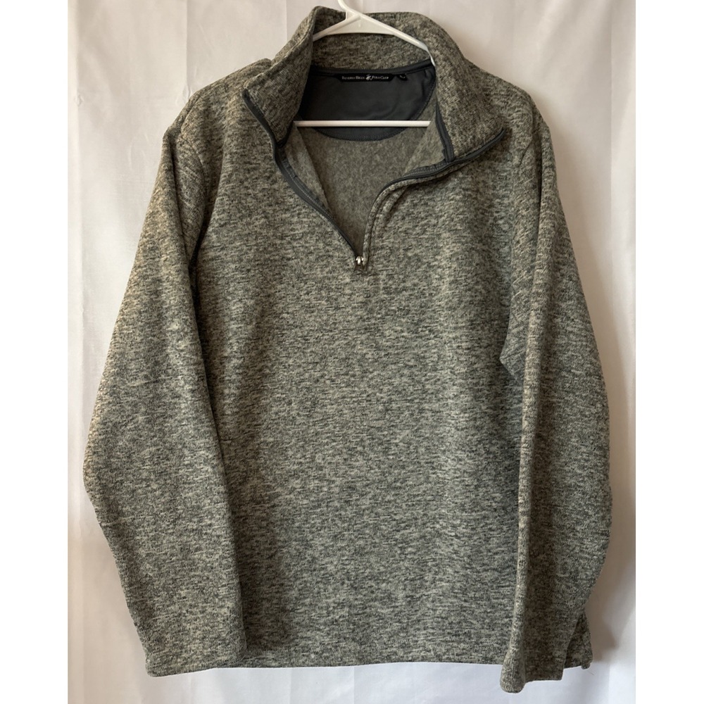 Beverly Hills Polo Club Fleece Sweater Mens Sz Large Gray 1/4 Zip EUC
